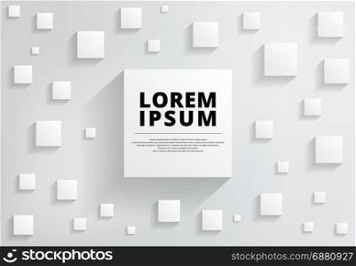 Abstract background white and gray modern square with shadow for copy space. Creative design. Vector illustration