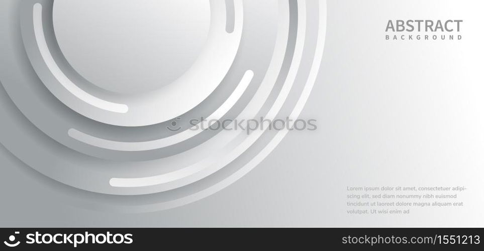 Abstract background white and gray with curves circles lines overlapping with copy space for text. Vector illustration