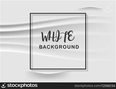 Abstract background White fabric with wrinkles and black frame, vector illustration