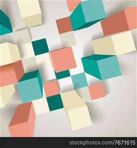 Abstract background with 3d cubes and rhombus,vector illustration.