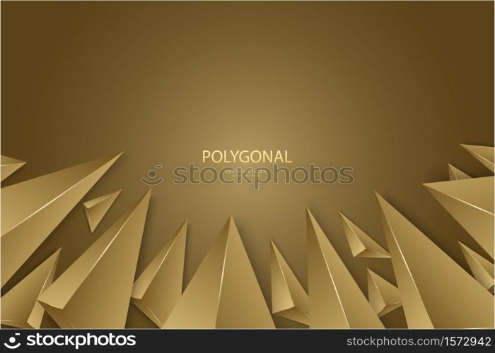 Abstract background with 3d triangles luxury of gold modern design.