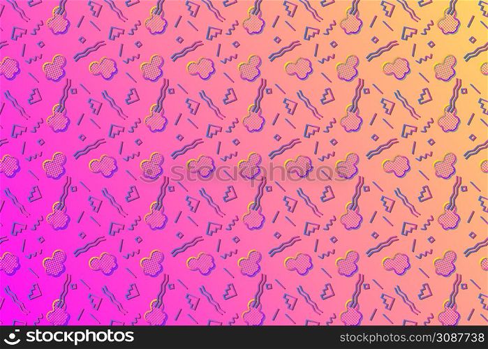 Abstract background with 80s memphis style pattern and vibrant psychedelic colors