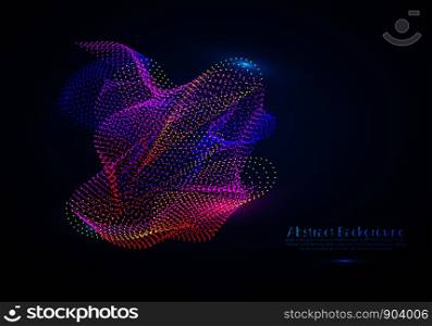 Abstract background with a colored dynamic waves, lines and particles. Vector illustration.