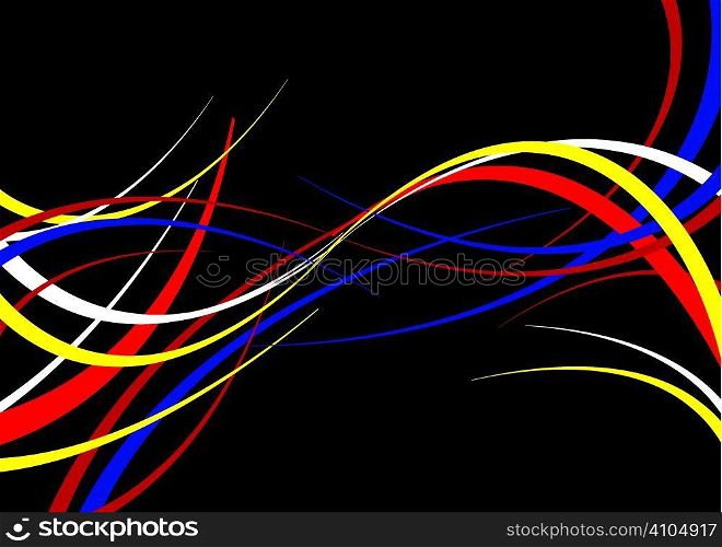 Abstract background with a flowing ribbon theme on black
