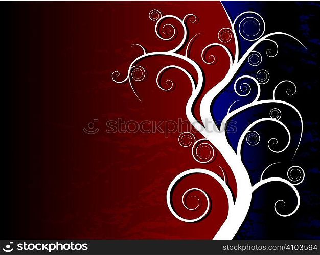 Abstract background with a haunted tree in red and blue