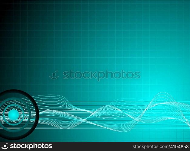 Abstract background with an overlayed grid and flowing wavy lines