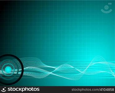 Abstract background with an overlayed grid and flowing wavy lines