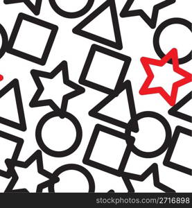 Abstract background with black and red geometric figures. Seamless pattern. Vector illustration.