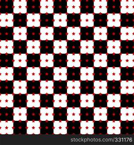 Abstract background with black and white squares and red five-pointed stars
