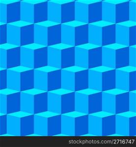 Abstract background with blue 3d cubes. Seamless pattern. Vector illustration.