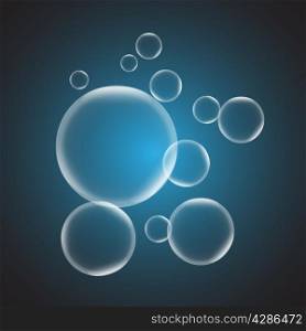 Abstract background with blue glossy bubble, stock vector