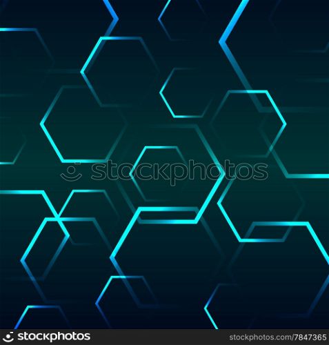 Abstract background with blue hexagon, stock vector