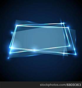 Abstract background with blue neon banner, stock vector