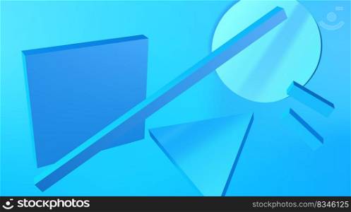 Abstract background with blue shapes in modern avantgarde or bauhaus style