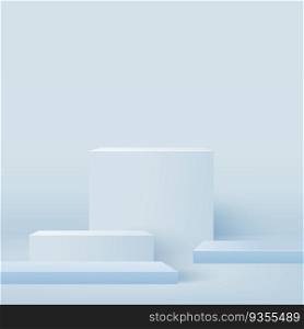 Abstract background with blue square geometric 3d podiums. Vector illustration.. Abstract background with blue square geometric 3d podiums. Vector illustration