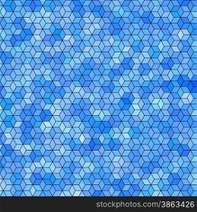 Abstract background with blue stained glass hex polygons