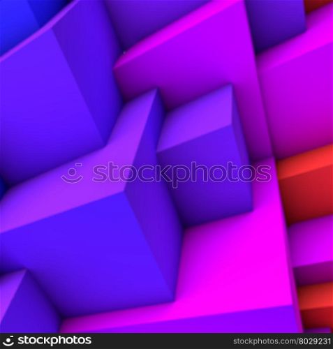 Abstract background with blue to red gradient cubes