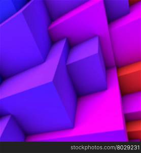 Abstract background with blue to red gradient cubes