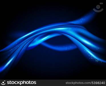 Abstract Background With Blue Waved Lines On A Black Background