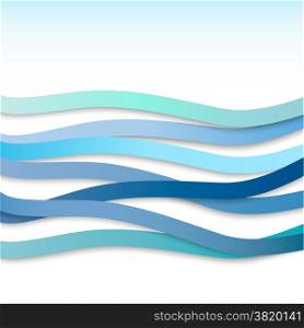 Abstract background with blue wavy stripes. Vector illustration