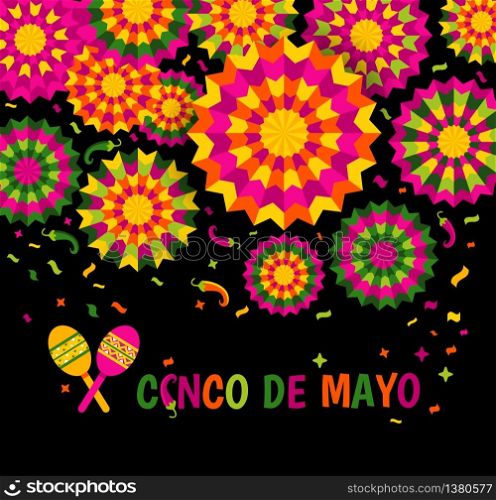 Abstract background with bright ethnic ornament. Element with mexican pattern.. Abstract background with ethnic ornament. Element with mexican pattern. Template for greeting card, invitation or poster. Vector file celebrate illustration on black.