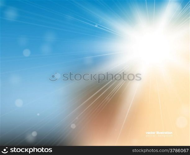 Abstract background with bright sunlight and blured bokeh. Eps 10 vector illustration