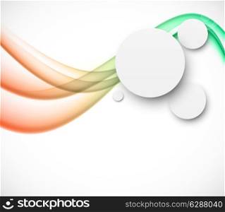 Abstract background with bright waves and paper circle