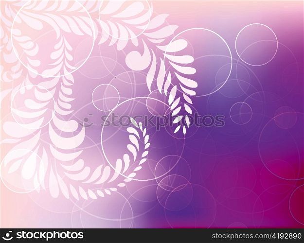 abstract background with circles and floral vector illustration