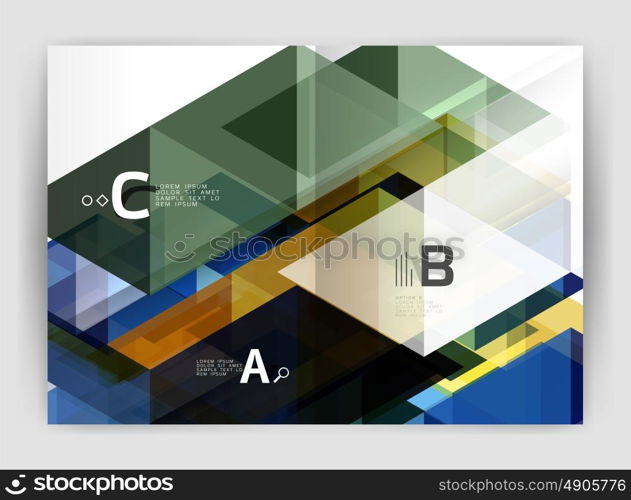 Abstract background with color triangles, annual report print backdrop. Abstract background with color triangles, annual report print backdrop. Vector design for workflow layout, diagram, number options or web design