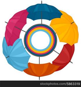 Abstract background with colored umbrellas for greeting card. Abstract background with colored umbrellas for greeting card.