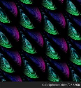 Abstract background with colorful blended volumetric feather lines