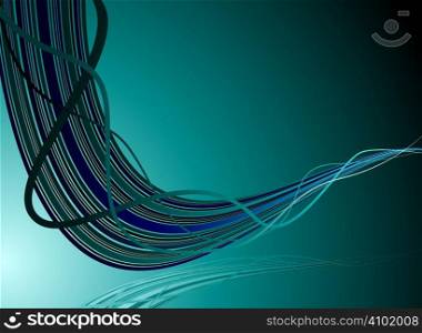 Abstract background with cool blue and green hues and wavy lines