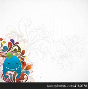 abstract background with cute monster vector illustration
