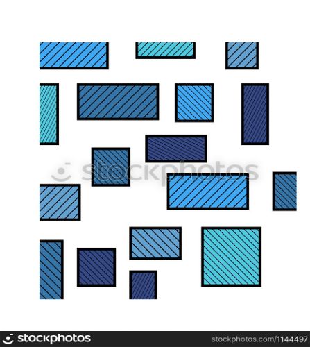 Abstract background with different shapes. Simple Abstract background in modern flat design. Squares with lines blue color on white background. Vector illustration