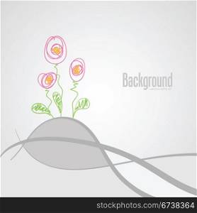Abstract background with flowers. | Vector illustration.