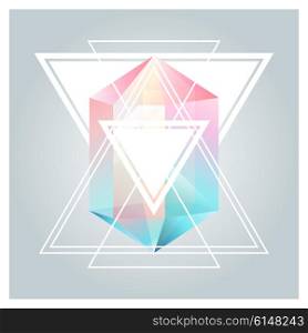 Abstract background with geometric crystals, shapes and lines.