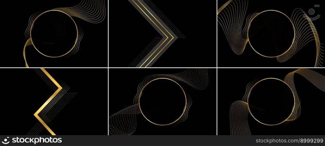 Abstract background with gold line wave in luxury style and tech pattern curved wavy line. smooth stripe  vector illustration