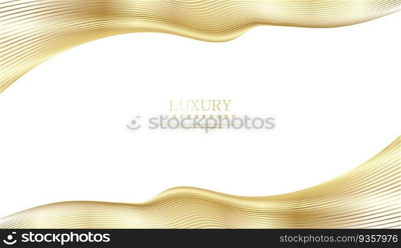 Abstract background with gold line wave. Lauxury style. Tech pattern. Curved wavy line, smooth stripe. Vector illustration.