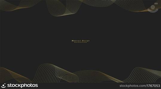 Abstract background with gold line wave. Luxury style. Tech pattern. Curved wavy line, smooth stripe. Vector illustration.