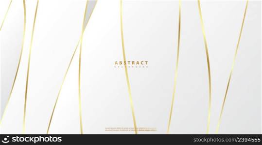 Abstract background with gold waves. Luxury paper cut background, golden pattern, halftone gradients, cover template, geometric shapes, modern minimal banner. 3d Vector illustration.