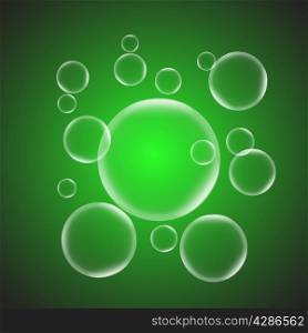 Abstract background with green glossy bubble, stock vector