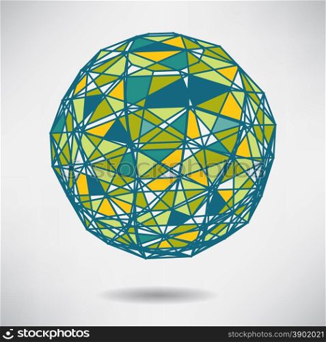 Abstract background with green sphere and lines on theme digital technology and internet