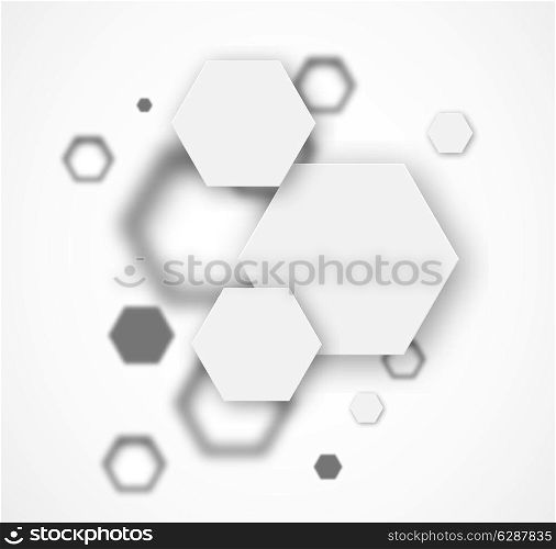 Abstract background with hexagons in gray colors
