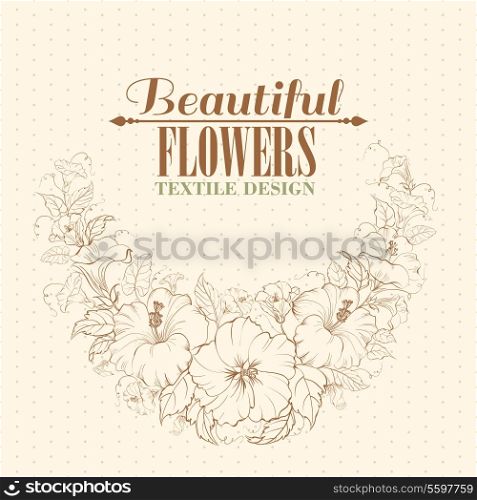 Abstract background with hibiscus. Vector illustration.