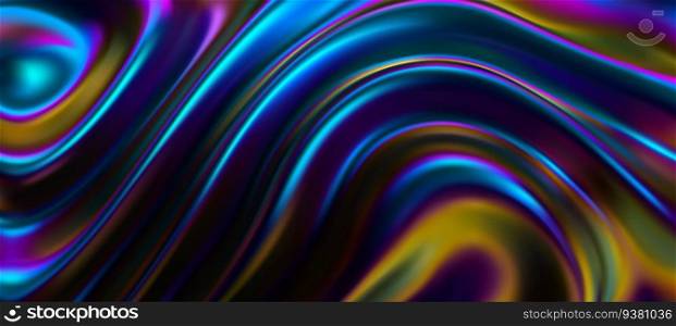 Abstract background with iridescent surface and wavy ripples