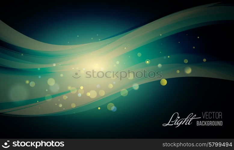 Abstract background with light. . Abstract background with shiny wave and bokeh light. Vector illustration. Glitter abstract