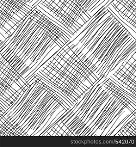 Abstract background with lines. Black and white seamless pattern hand drawn texture. Design for fabric, textile print, wrapping paper. Abstract background with lines. Black and white
