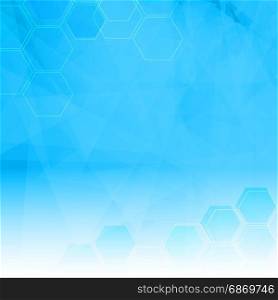 Abstract background with low poly and hexagon Blue design
