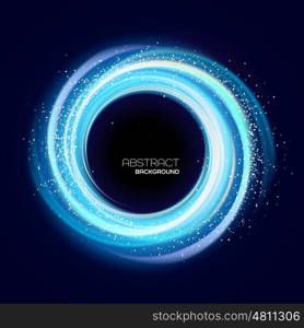 Abstract background with luminous swirling backdrop.. Abstract background with blue luminous swirling backdrop. Glowing spiral. Vector