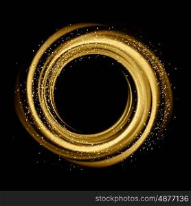 Abstract background with luminous swirling backdrop.. Abstract background with gold luminous swirling backdrop. Glowing spiral. Vector whirlpool